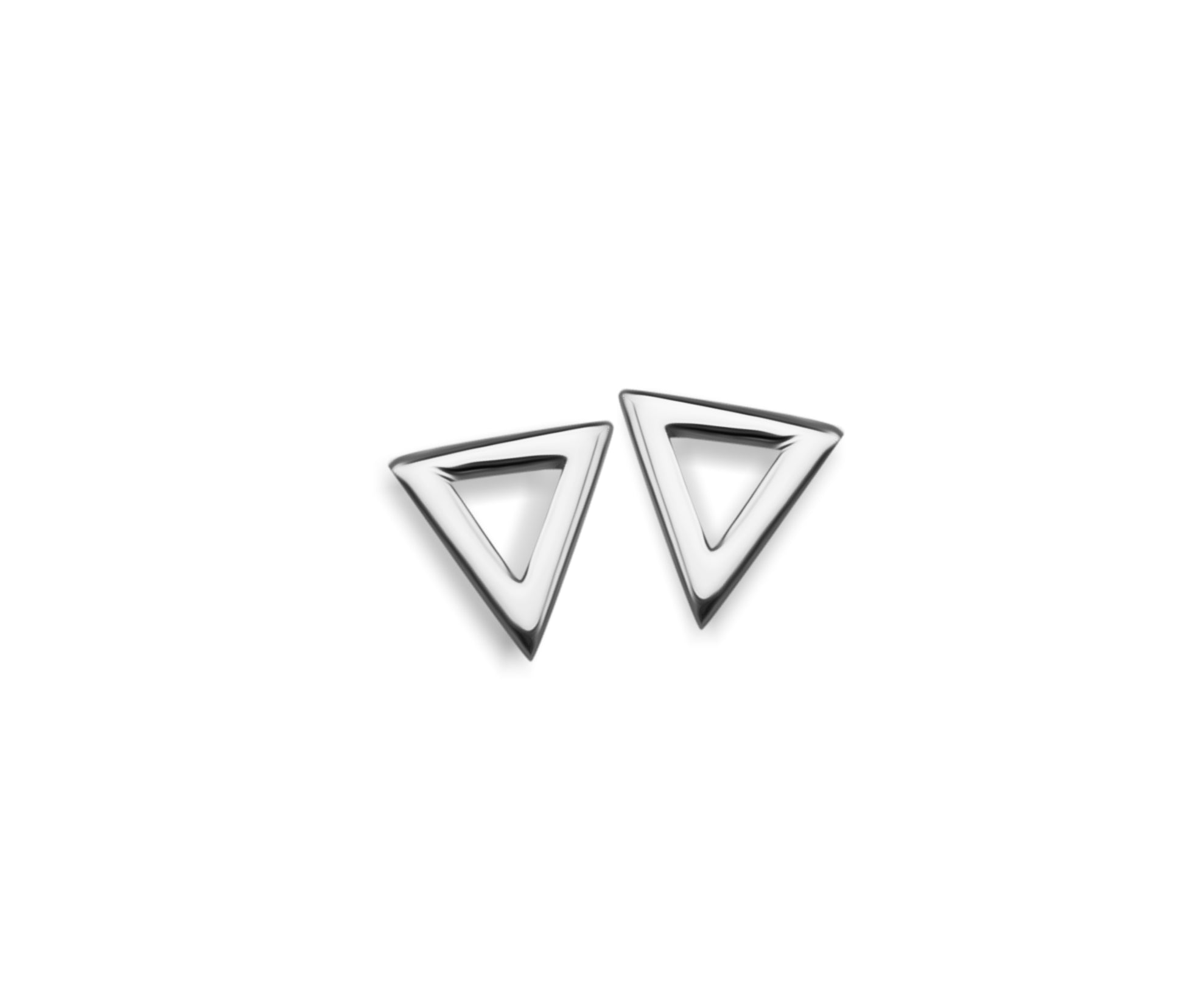 Open Triangle Stud Earrings - Silver
