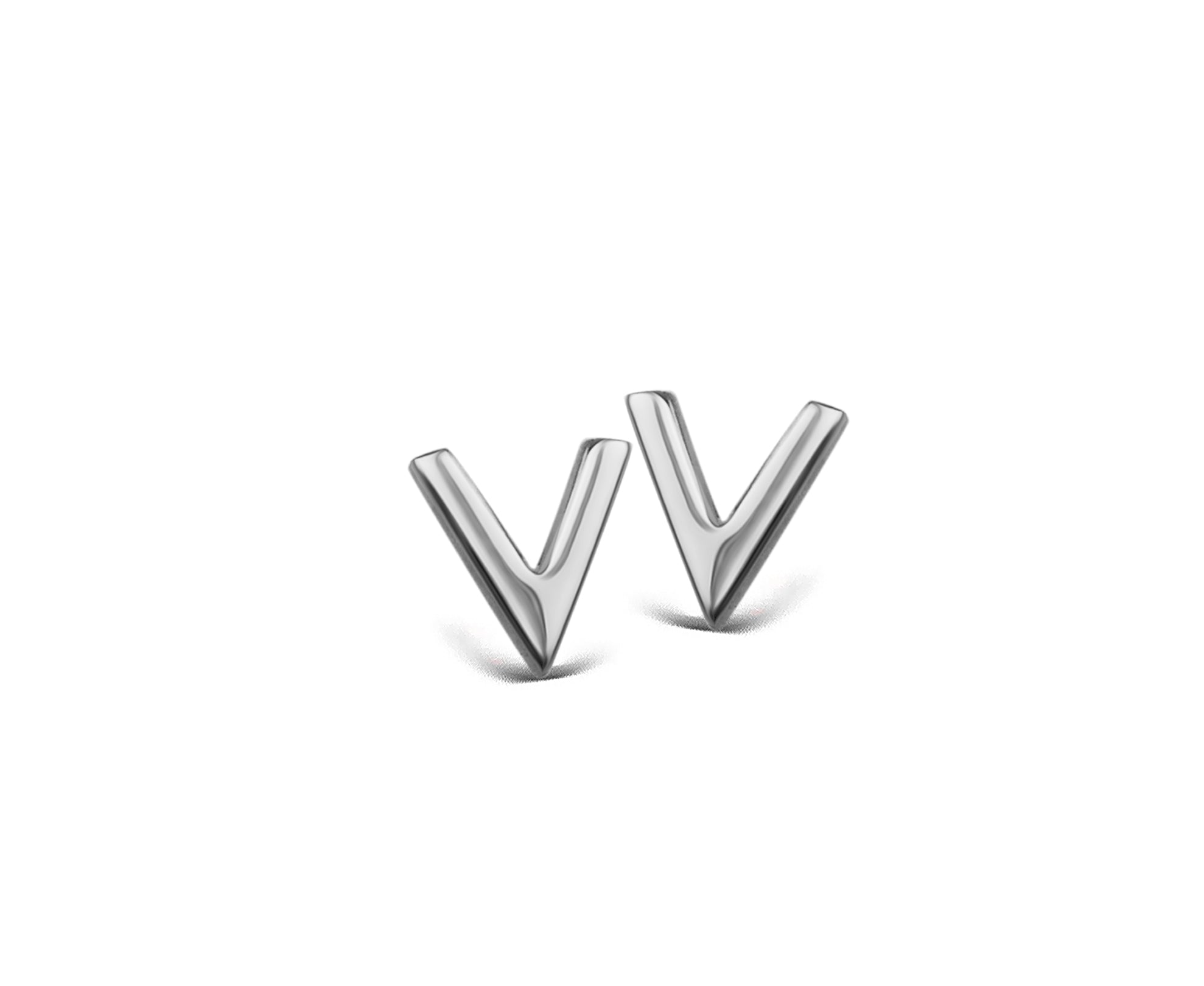 V-Shaped Hoop Earrings - Silver