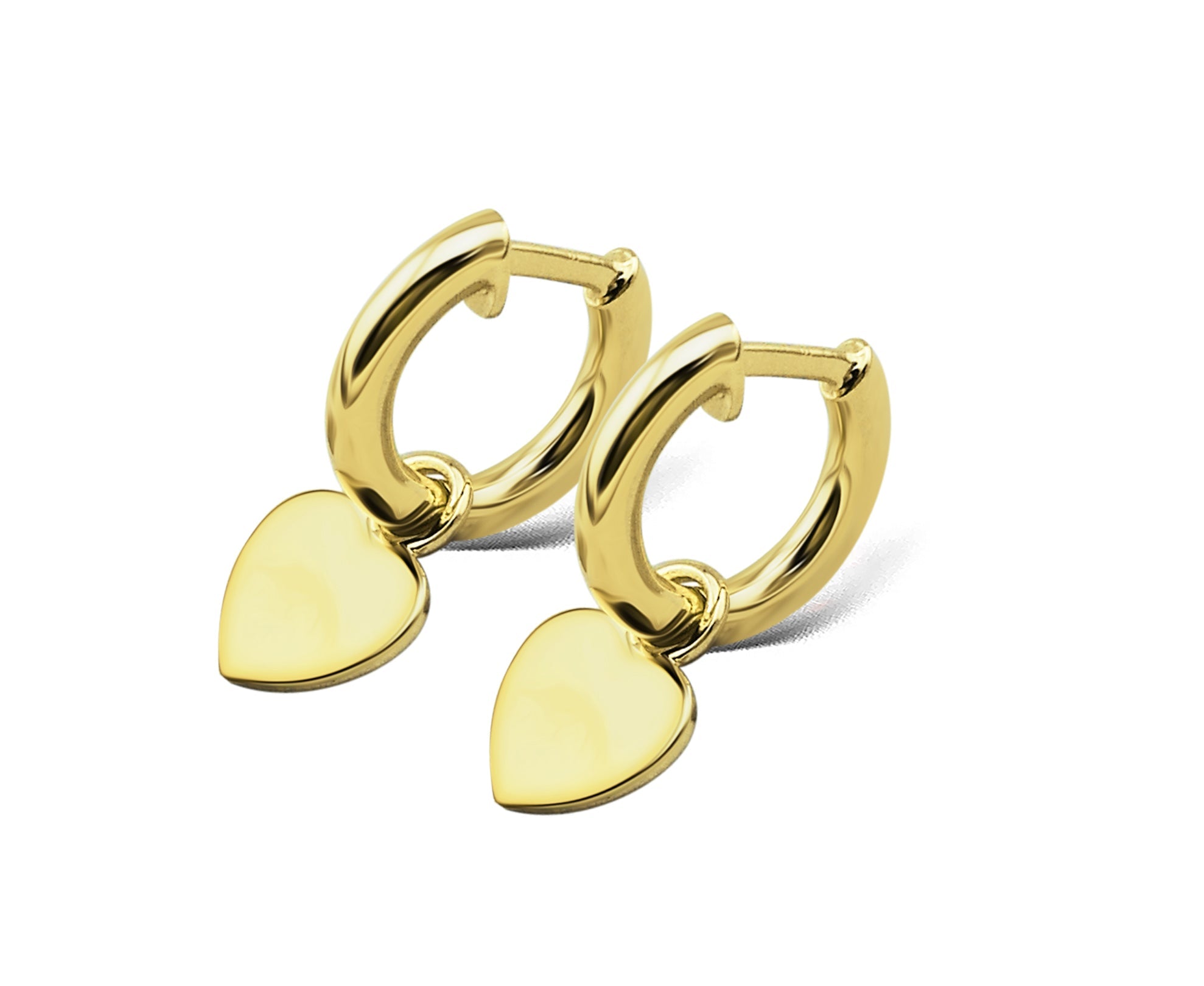 Heart Charm Hoop Earrings - Gold