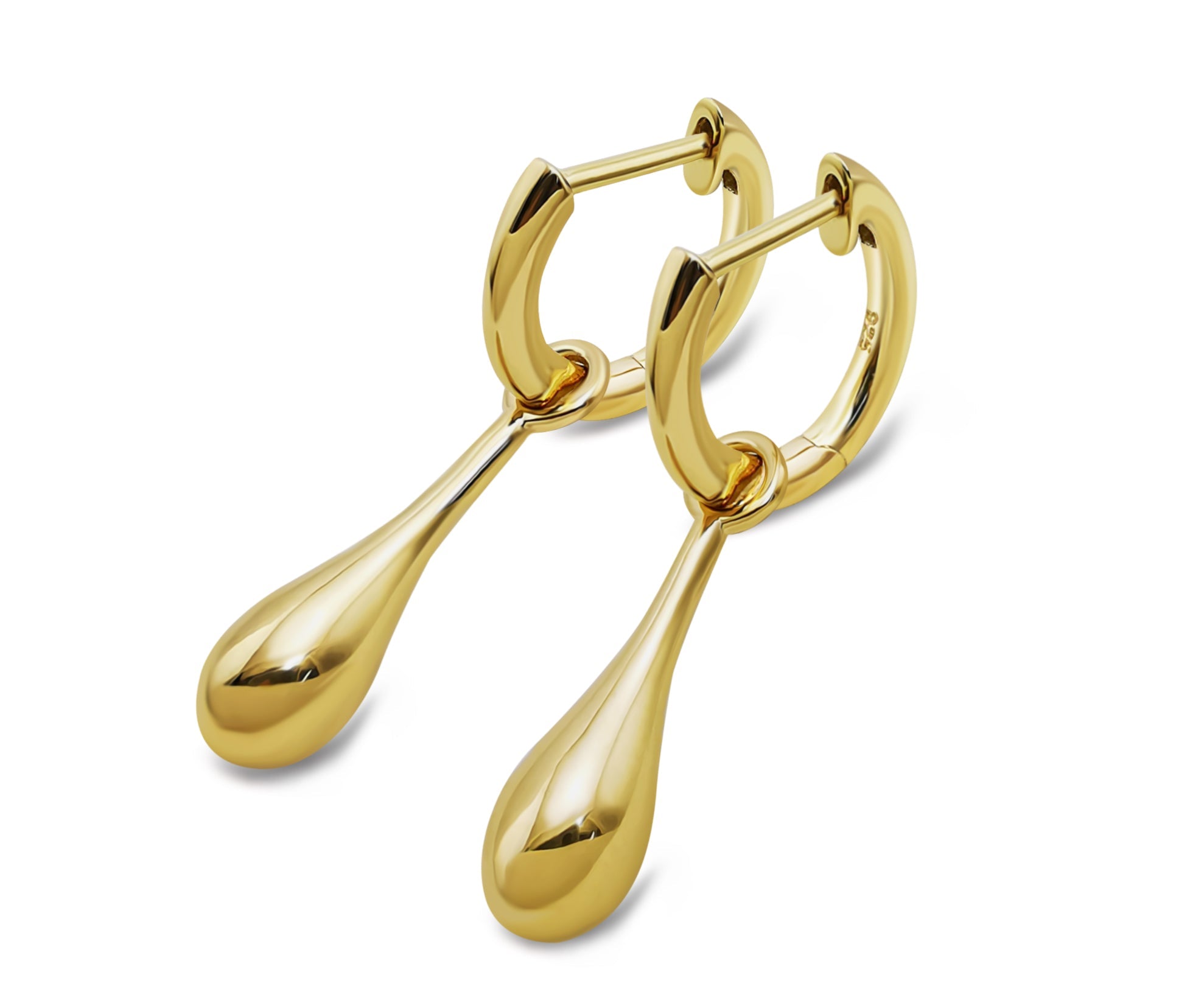 Liquid Teardrop Hoop Earrings - Gold