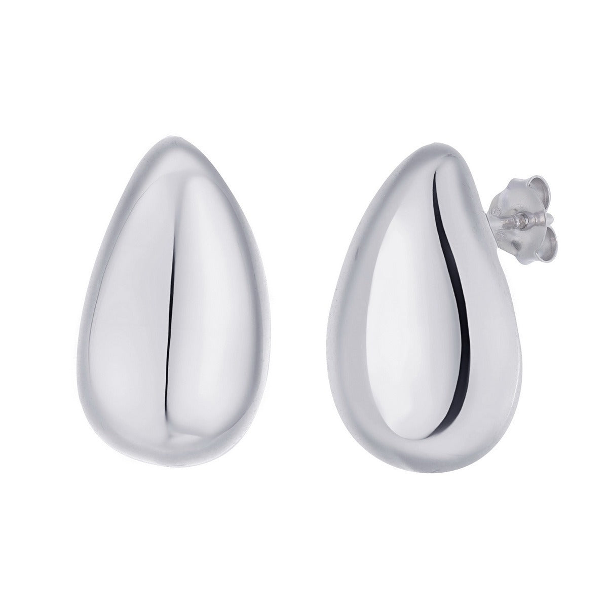 Minimal Teardrop Stud Earrings - Silver